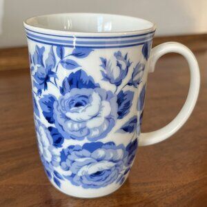 Otagiri Blue Rose Porcelain Mug Norman Clifton Gold Trim Vintage Made in Japan
